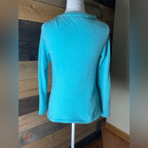 Talbots Pure Cashmere Tiffany Blue Sweater Size Petite Large - Picture 4 of 10